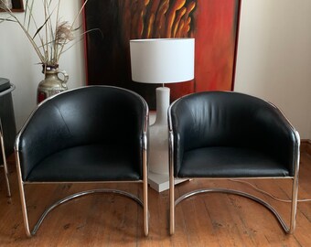 Silla club cromada Cantilever de Anton Lorenz para Thonet. Años 70.