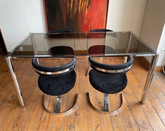 Ensemble de salle à manger style Mid-Century avec table en verre et 4 chaises Boris Tabacoff