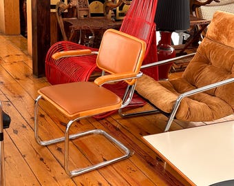 Thonet S64 armchair designed by Marcel Breuer, Bauhaus. Cognac Leather
