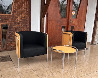 Thonet set of two S3001 chairs and S3010 a matching coffee table by Christoph Zschocke from 1990