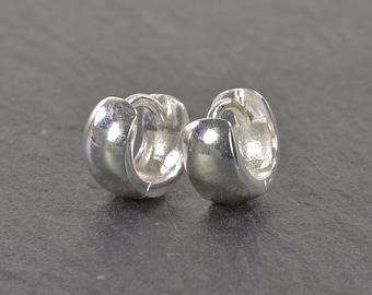 wide mini creole earrings sterling silver