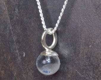 Bergkristallhalsband, 925 silverhänge, bergkristallsfär, ädelstenskvartsfärhänge, minimalistiskt halsband, elegant halsband, present, boho