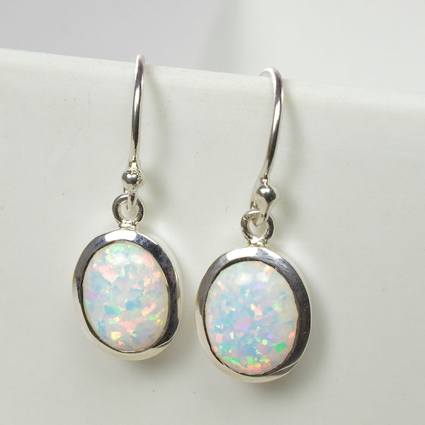 earrings Opal synth. sterling silver