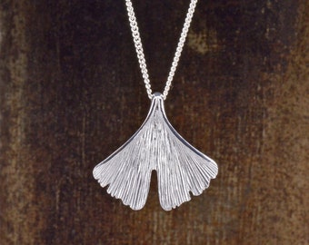 grand collier Ginkgo argent 925