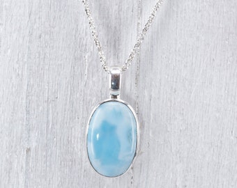 Larimar Kette, 925 Silber