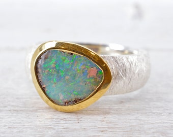 Opal Ring Gr.58 - 925 Silber z.Teil verg.