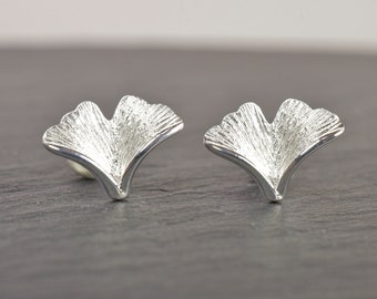 Ginkgo leaf earrings sterling Silver