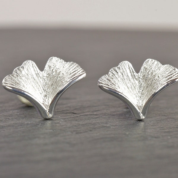 Ginkgo leaf earrings sterling Silver