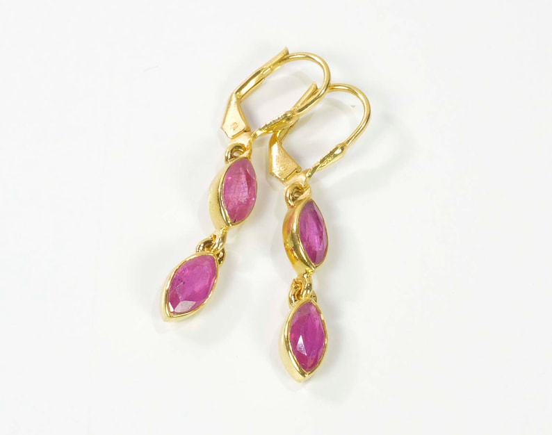 Ruby earrings sterling silver gold plated