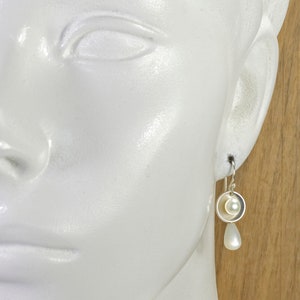 Moonstone pearl earrings sterling silver image 6