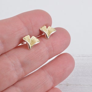 Örhängen med ginkgoblad, 925 sterlingsilver, förgyllda bild 7