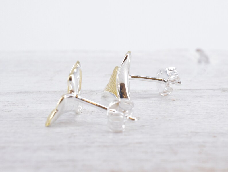 Örhängen med ginkgoblad, 925 sterlingsilver, förgyllda bild 4