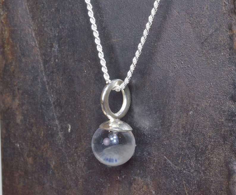 rock crystal bead necklace sterling silver pendant clear gemstone bead minimalistic gift unique gemstone natural roch cristal pendant image 1