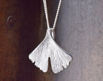 Ginkgo necklace sterling silver
