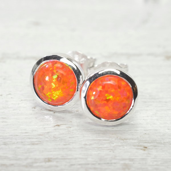 orange-rote Opal Ohrstecker 925 Silber