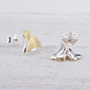 Örhängen med ginkgoblad, 925 sterlingsilver, förgyllda bild 5
