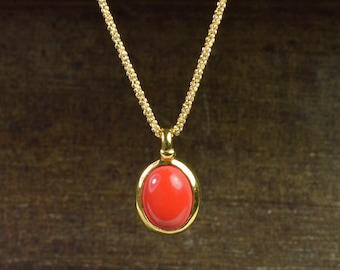 coral necklace sterling silver goldplated