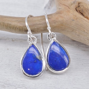Lapislazuli Ohrhänger -925 Silber Tropfen blauer Edelstein