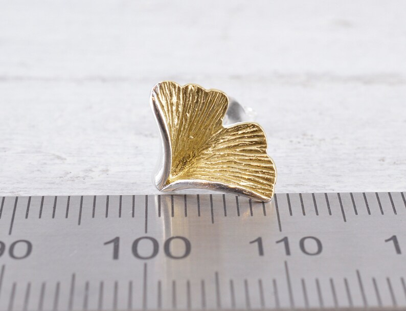 Örhängen med ginkgoblad, 925 sterlingsilver, förgyllda bild 6