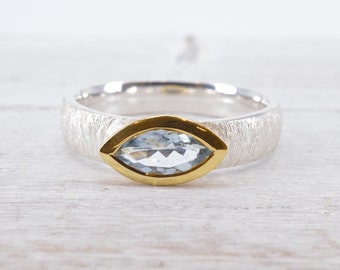 Aquamarin Gr.61 Ring , 925 Silber