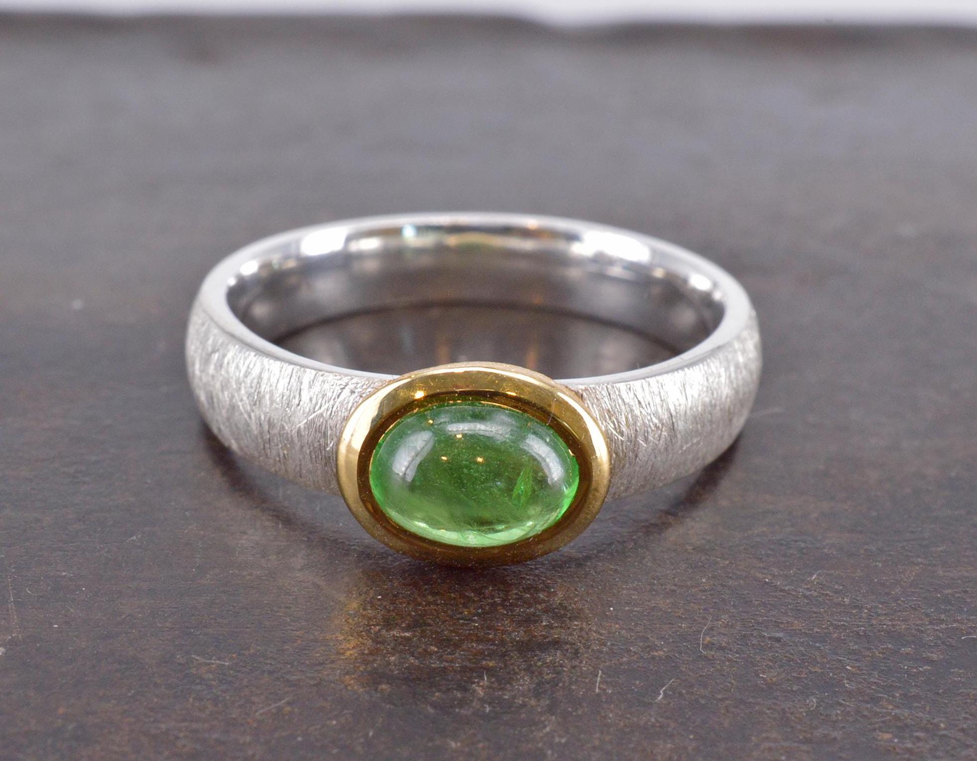 Bague En Argent 925 Sertie D'une Tsavorite Naturelle 21x17mm - Taille 60 - Fabriquée En France