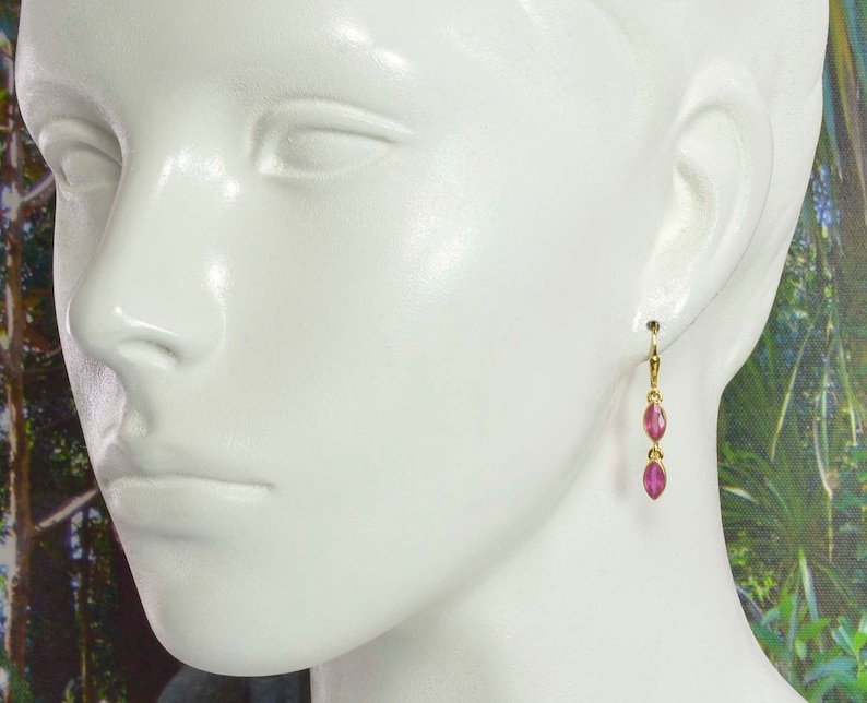 Ruby earrings sterling silver gold plated
