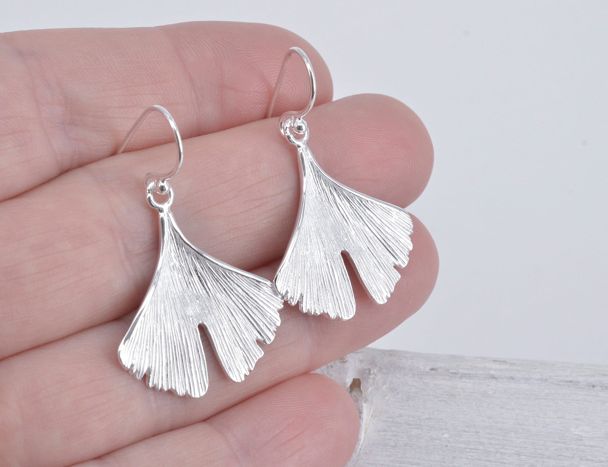 Ginkgo Leaf Earrings Sterling Silver - Etsy