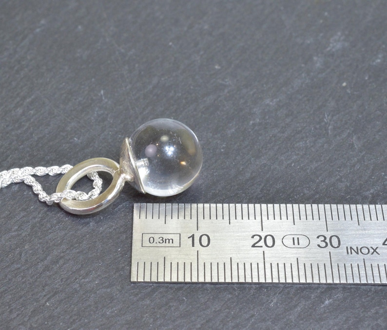 rock crystal bead necklace sterling silver pendant clear gemstone bead minimalistic gift unique gemstone natural roch cristal pendant image 5