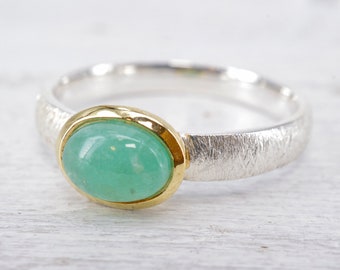 Smaragd Ring Gr.53 - 925 Silber bicolor