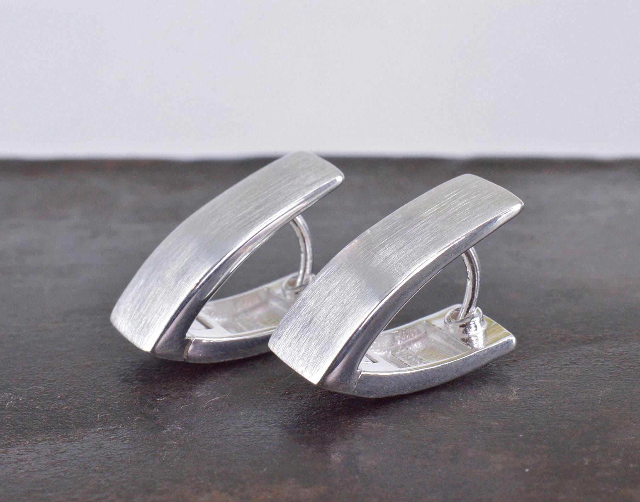 Wide V Hoop Earrings 925 Silver - Etsy