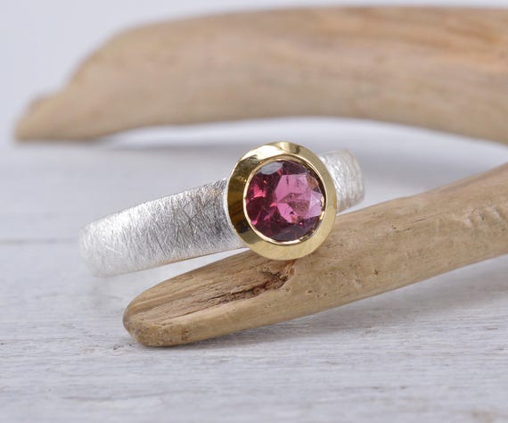 Bague Unique Tourmaline Quartz Sur Argent 925 Taille 59 - Création Alena Vrubel, Allemagne