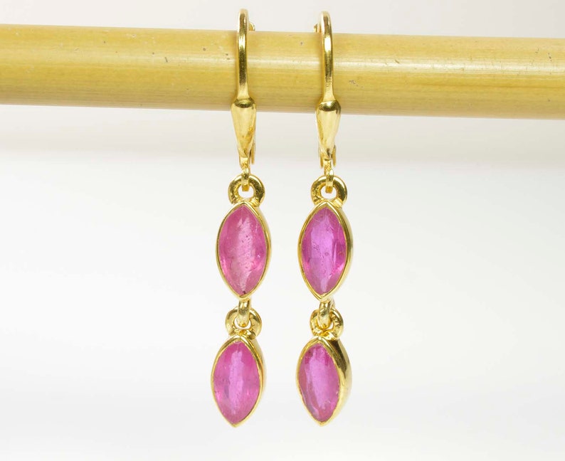 Ruby earrings sterling silver gold plated