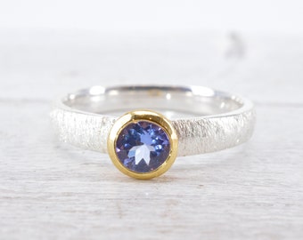 Bague En Argent 925 Avec Aigue-marine - 3,61 G - Fabrication Française