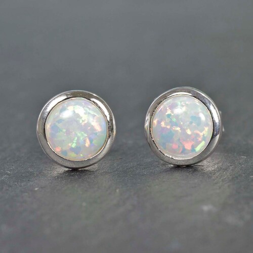 Genuine Opal october Birthstone Drop Earrings in Sterling - Etsy