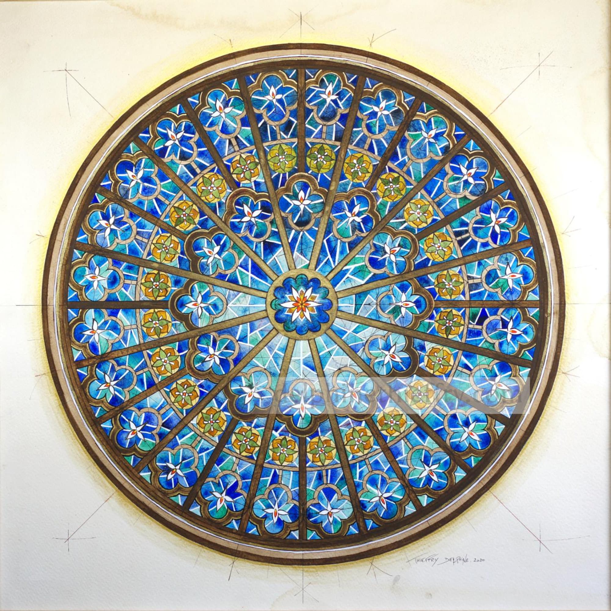 Impression d'art Mandala Notre-Dame de Paris - Tirage Numéroté et Signé Réalisé à Partir Ma Peinture