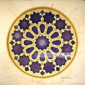Mandala art print West Rose Window Chartres Cathedral &quot;The Eye of the Depths&quot; - numbered and signed