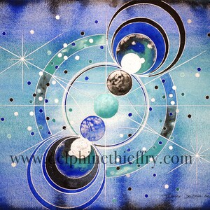 Tirage d'art Planète Neptune "la sourcière" - système solaire - astrologie - limité à 50 exemplaires, numéroté et signé par l'artiste