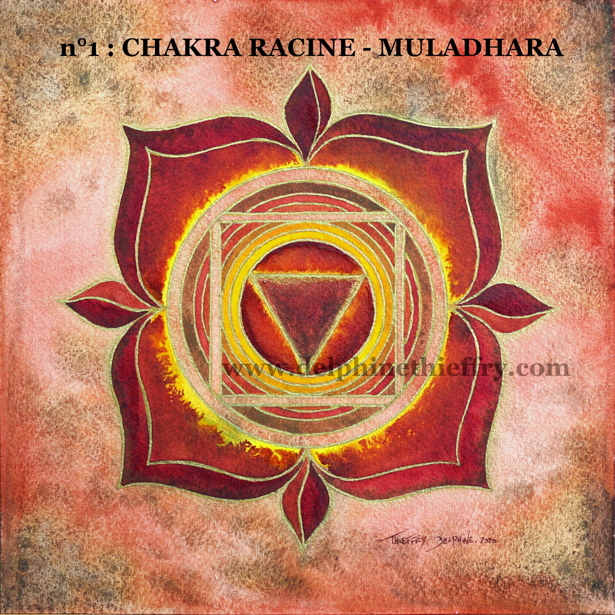 Impression d'art Chakra Racine Muladhara - Tirage Haute Qualité 20x20 cm Ancrage/Healing Creation/Yo