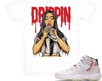 Platinum 11 Shirt Drippin Retro 11 Platinum Tint White Tee Shirts