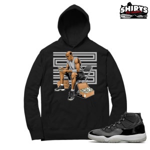 Jubilee 11 Hoodie Stackin Bred 23 Retro XI 25th Anniversary Black Hooded Shirt Etsy
