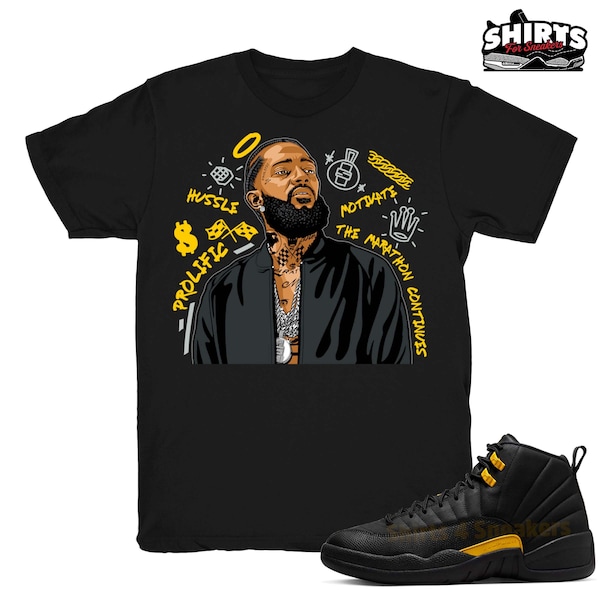 Black Taxi 12 shirt | Nipsey Forever Fly - Match Retro 12 Black Taxi  / Black tee shirts