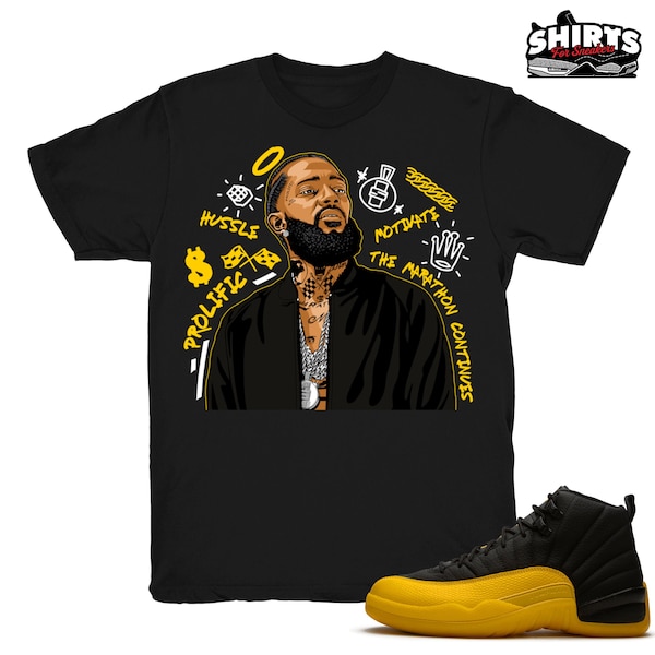 University Gold 12 shirt | Nipsey Forever Fly - Match Retro 12 University Gold 2020 / Black tee shirts