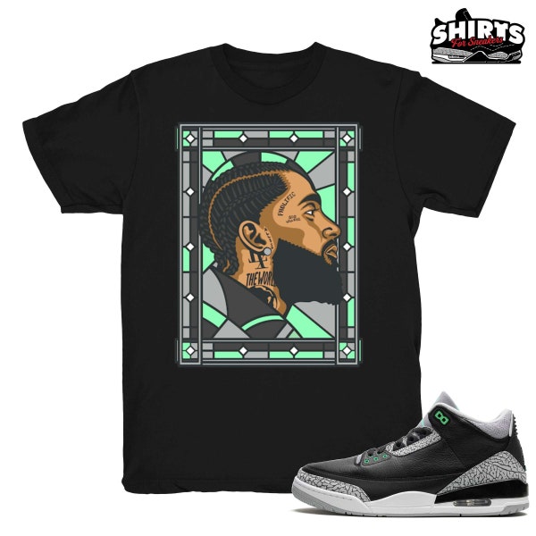 Green Glow 3 shirt | Nipsey Forever Fly - Match Retro Jordan 3 Green Glow / Jordan 3 black tee shirts