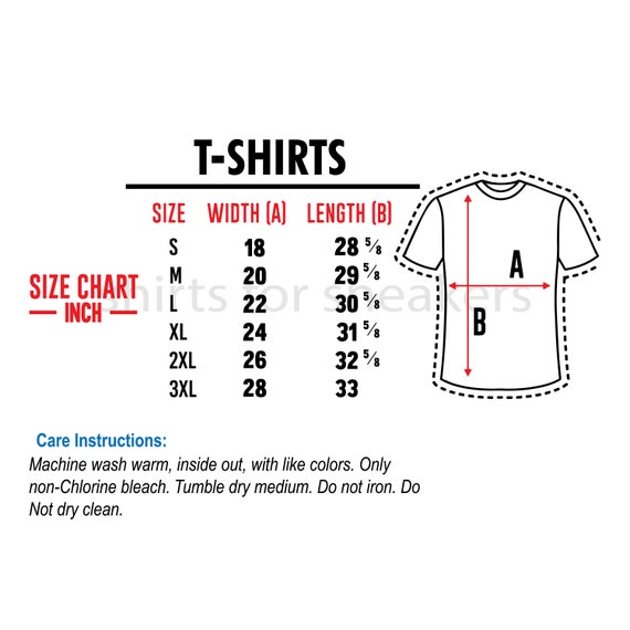 Red Shirt Size Chart