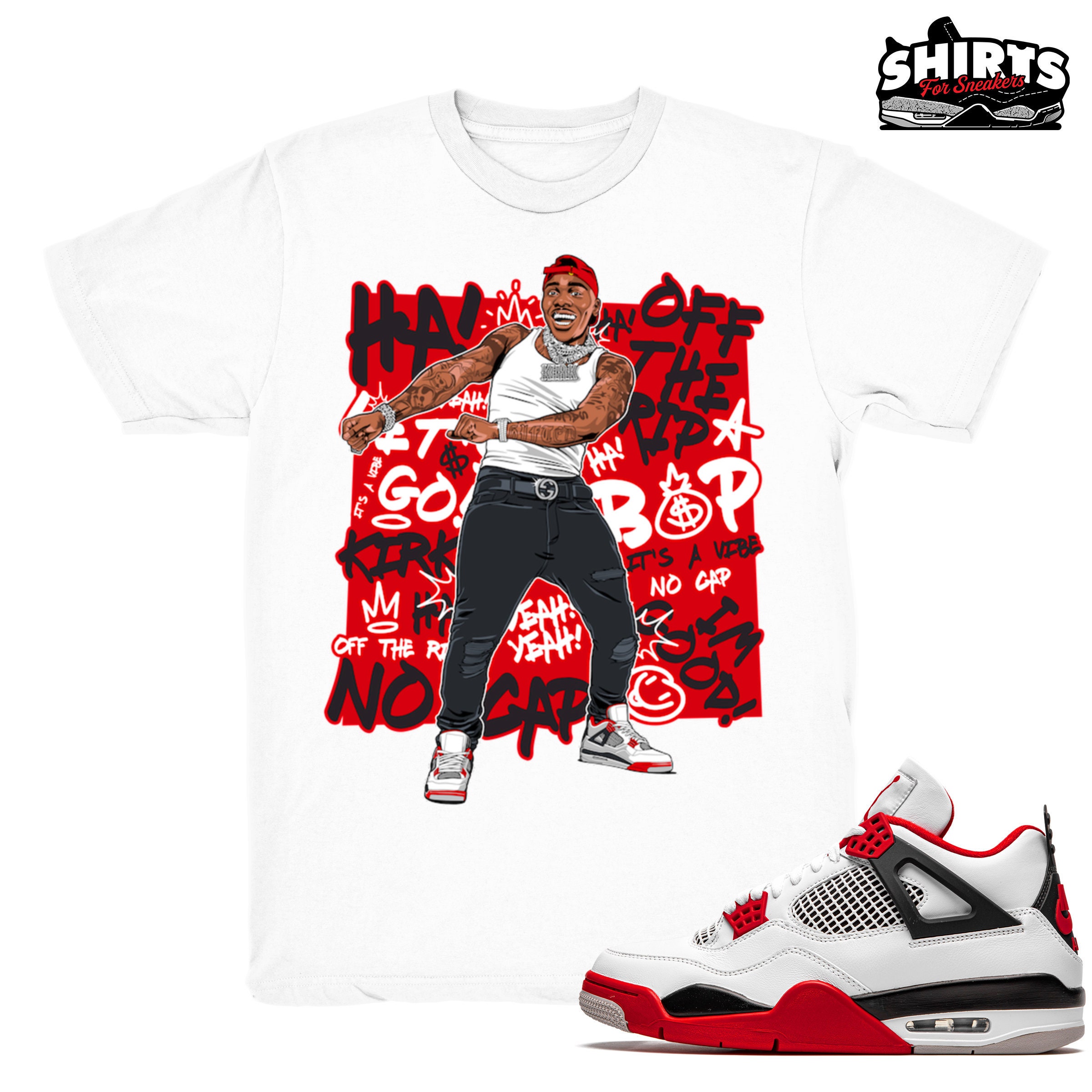 fire red jordan 4 shirt