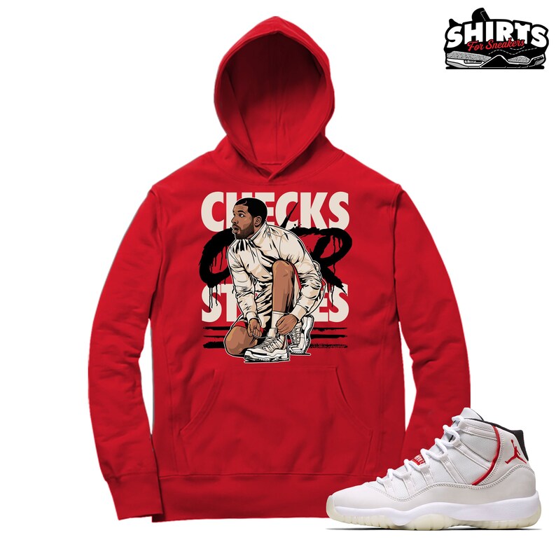 Air Jordan 11 Platinum Tint Hoodie Drake Checks Over Stripes - Etsy