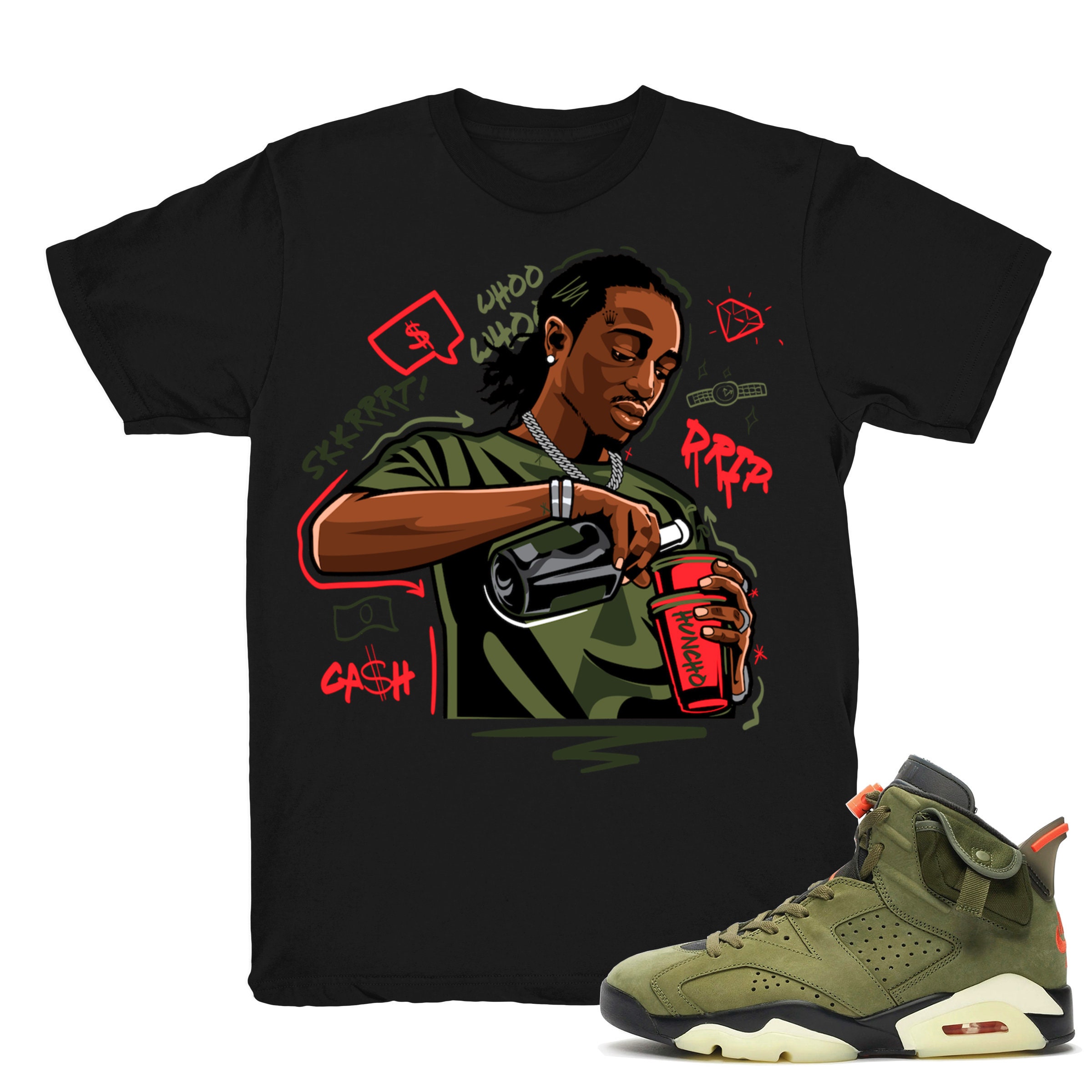 Air Jordan 6 Travis Shirt Quavo Drip Retro 6 Cactus Jack | Etsy UK