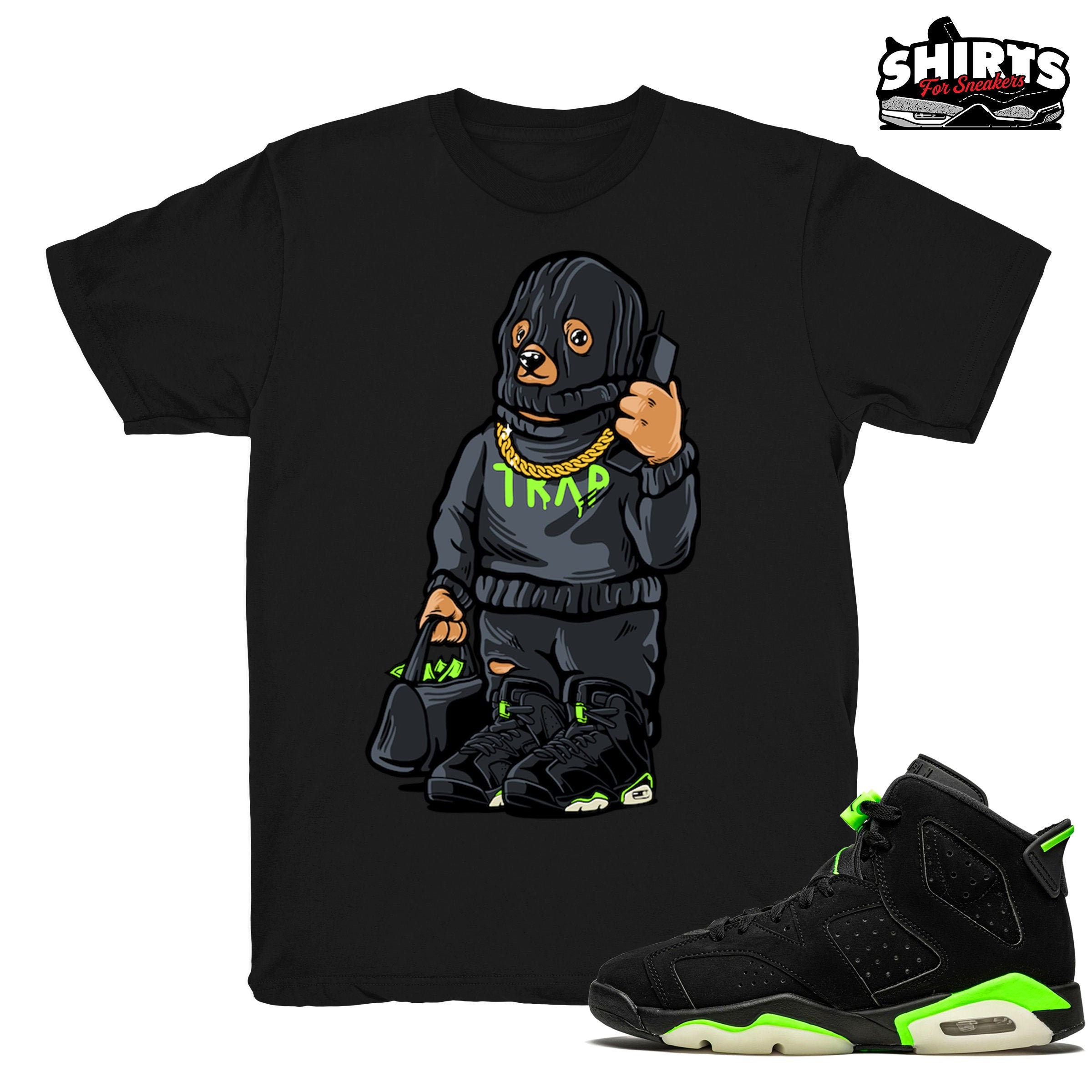 Electric Green 6 Shirt | Trap Bear - Retro 6 Electric Green