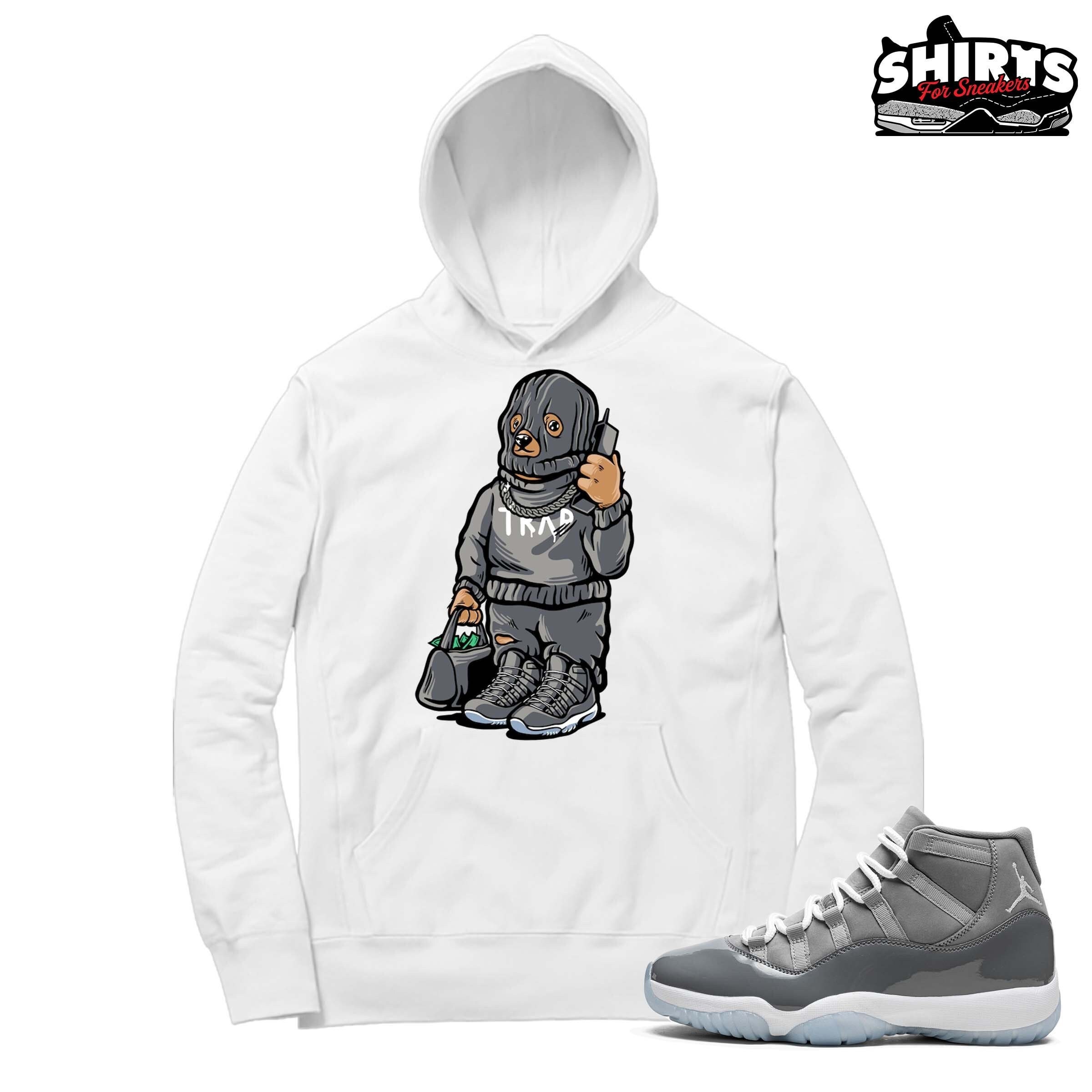 Cool Grey 11 Hoodie Trap Bear Retro 11 Cool Grey 2021 White Hooded shirt