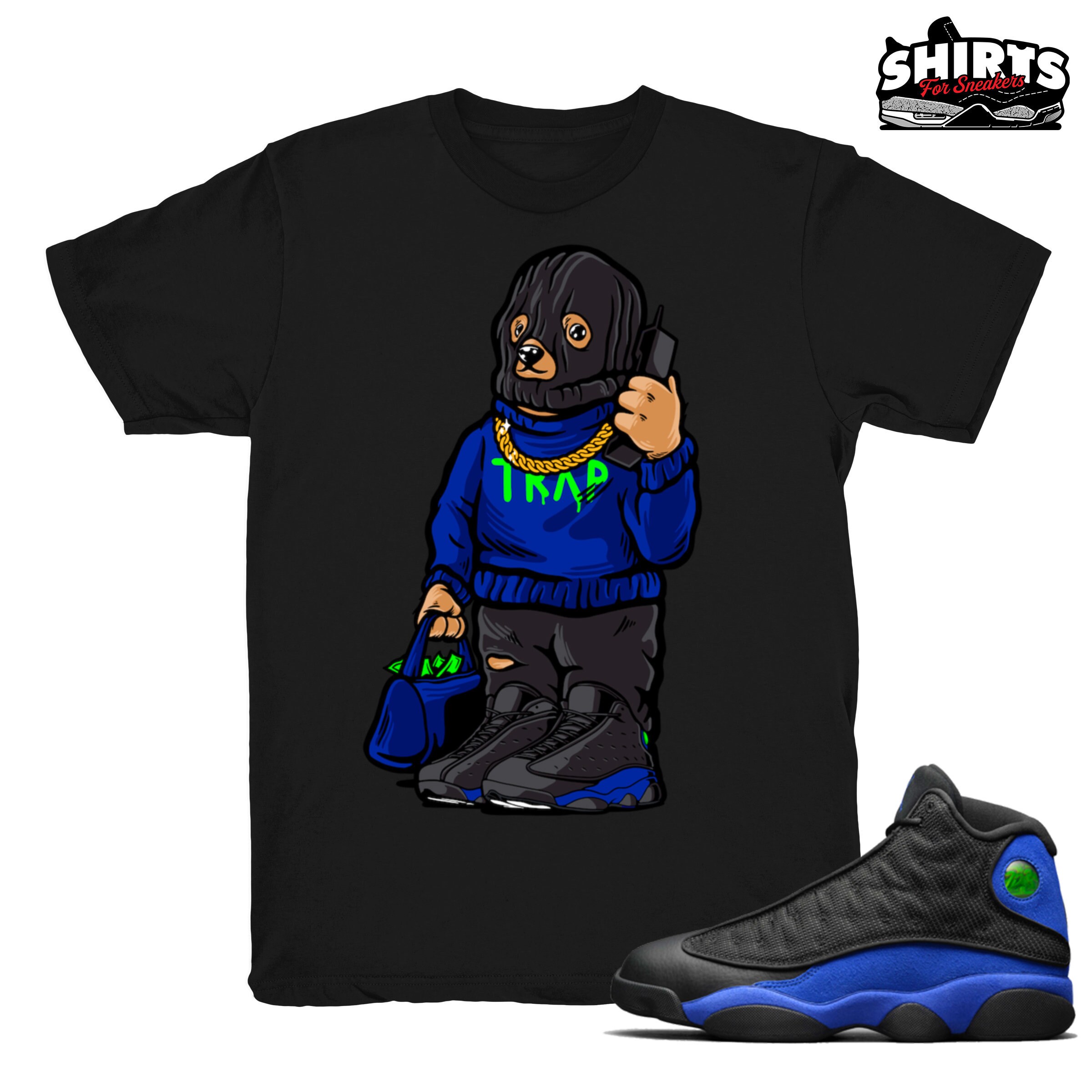 Hyper Royal 13 Shirt Trap Bear Match Retro 13 Hyper Royal 2020 Black Tee Shirts Etsy